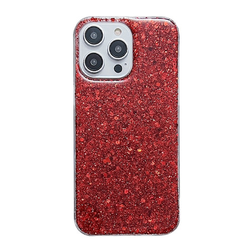 iPhone 15 Pro Max Glitter Sequins Epoxy TPU Phone Case - Red