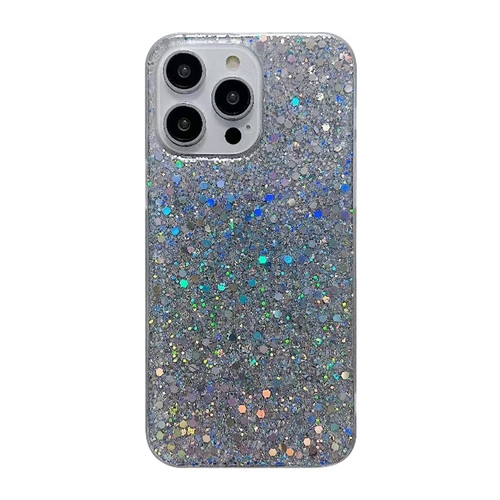 iPhone 15 Pro Max Glitter Sequins Epoxy TPU Phone Case - Silvery
