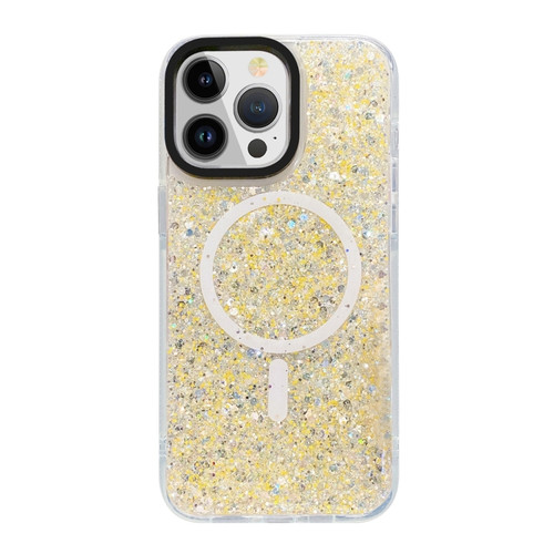 iPhone 15 Pro Max Gold Armor MagSafe Glitter Epoxy Phone Case - Yellow