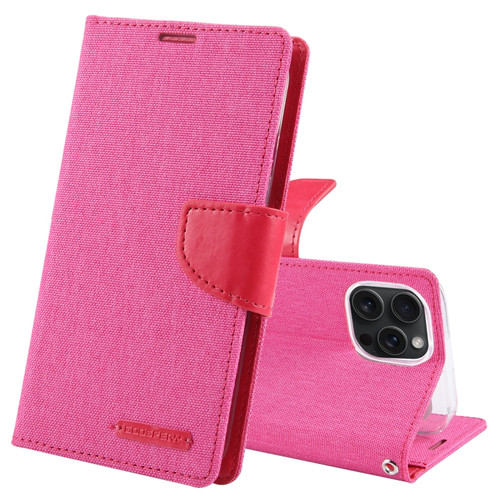 iPhone 15 Pro Max GOOSPERY CANVAS DIARY Fabric Texture Flip Leather Phone Case - Rose Red