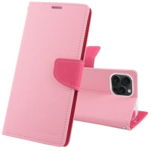 iPhone 15 Pro Max GOOSPERY FANCY DIARY Cross Texture Leather Phone Case - Pink