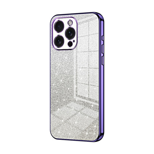 iPhone 15 Pro Max Gradient Glitter Powder Electroplated Phone Case - Purple