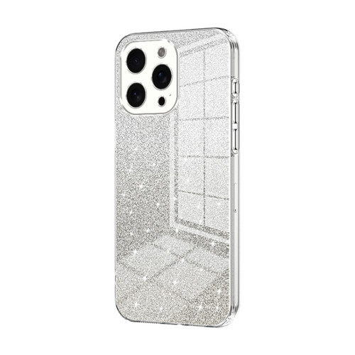 iPhone 15 Pro Max Gradient Glitter Powder Electroplated Phone Case - Transparent