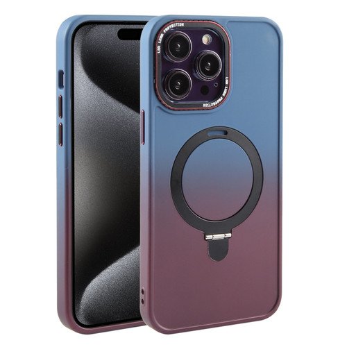 iPhone 15 Pro Max Gradient MagSafe Holder Liquid TPU Hybrid PC Phone Case - Blue Wine Red