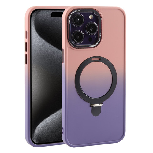 iPhone 15 Pro Max Gradient MagSafe Holder Liquid TPU Hybrid PC Phone Case - Pink Purple
