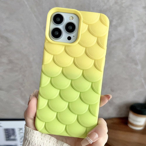iPhone 15 Pro Max Gradient Mermaid Scale Skin Feel Phone Case - Green Yellow