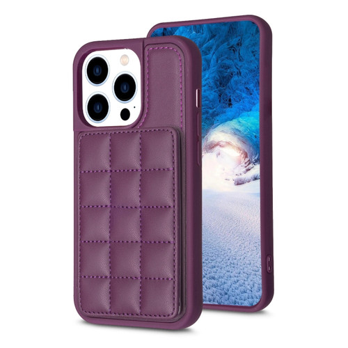 iPhone 15 Pro Max Grid Card Slot Holder Phone Case - Dark Purple