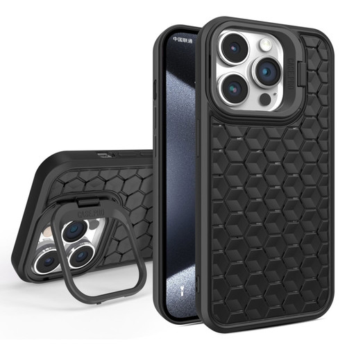 iPhone 15 Pro Max Honeycomb Radiating Lens Holder Magsafe Phone Case - Black