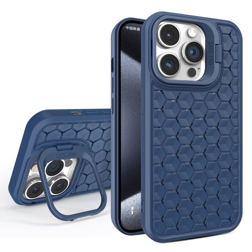 iPhone 15 Pro Max Honeycomb Radiating Lens Holder Magsafe Phone Case - Blue