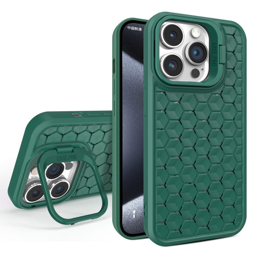 iPhone 15 Pro Max Honeycomb Radiating Lens Holder Magsafe Phone Case - Green