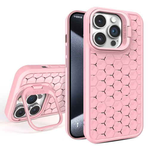 iPhone 15 Pro Max Honeycomb Radiating Lens Holder Magsafe Phone Case - Pink