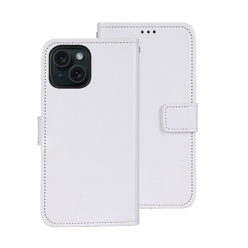 iPhone 15 Pro Max idewei Crazy Horse Texture Leather Phone Case with Holder - White