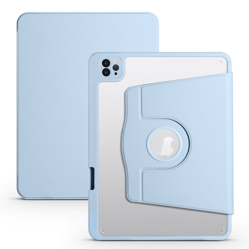 iPad Air 11 2024 Acrylic 360 Degree Rotation Holder Leather Tablet Case - Ice Blue