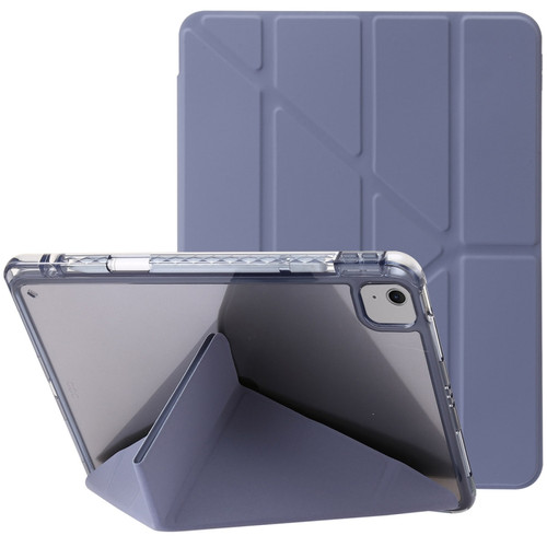 iPad Air 11 2024 Clear Acrylic Deformation Leather Tablet Case - Lavender Purple