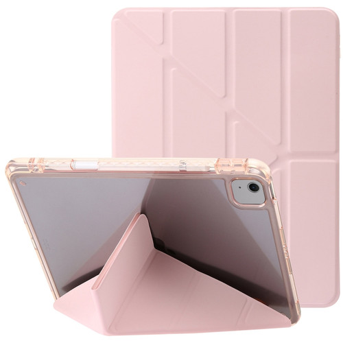 iPad Air 11 2024 Clear Acrylic Deformation Leather Tablet Case - Pink