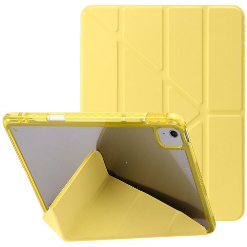 iPad Air 11 2024 Clear Acrylic Deformation Leather Tablet Case - Yellow