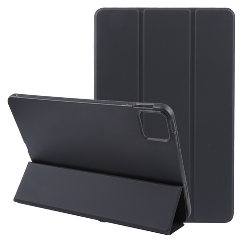 iPad Air 11 2024 Three-fold Holder Flip Tablet Leather Case - Black