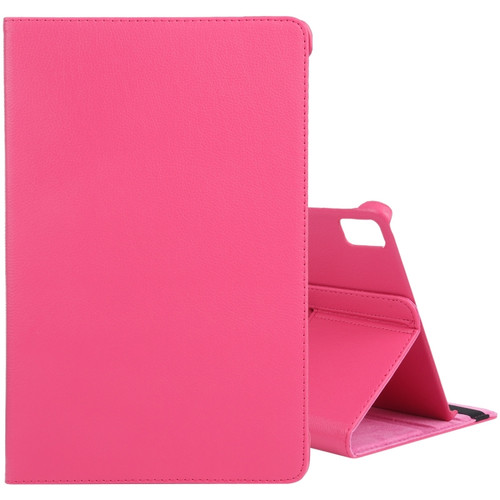 iPad Air 13 2024 360 Degree Rotation Litchi Texture Leather Tablet Case with Holder - Rose Red