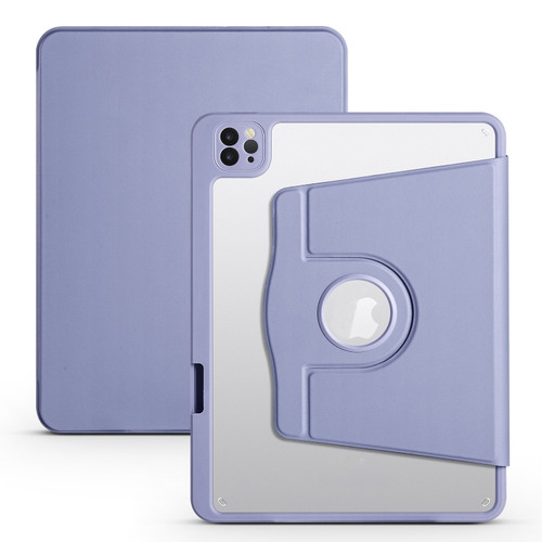 iPad Air 13 2024 Acrylic 360 Degree Rotation Holder Leather Tablet Case - Lavender Purple
