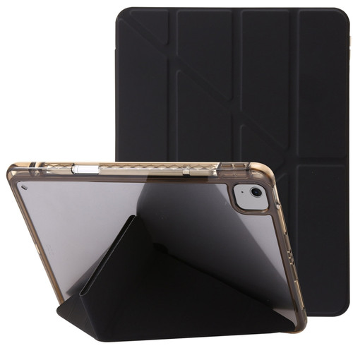 iPad Air 13 2024 Clear Acrylic Deformation Leather Tablet Case - Black