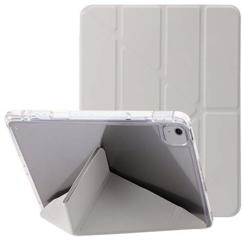 iPad Air 13 2024 Clear Acrylic Deformation Leather Tablet Case - Grey