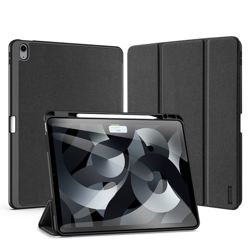 iPad Air 13 2024 DUX DUCIS Domo Series Cloth Texture Magnetic Leather Tablet Case - Black