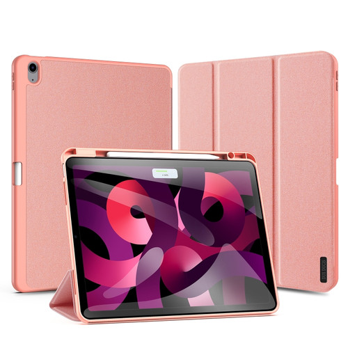 iPad Air 13 2024 DUX DUCIS Domo Series Cloth Texture Magnetic Leather Tablet Case - Pink