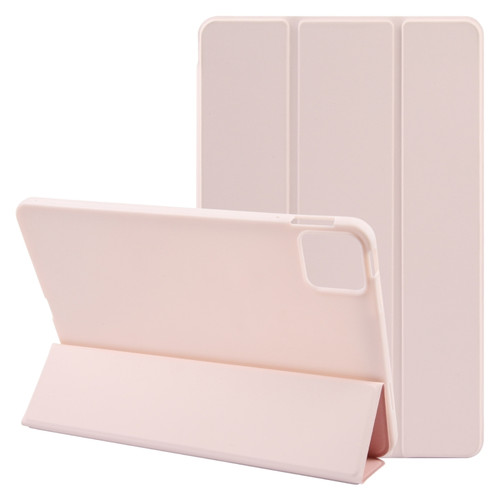 iPad Air 13 2024 Three-fold Holder Flip Tablet Leather Case - Light Pink