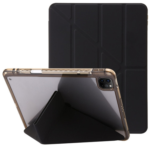 iPad Pro 11 2024 Clear Acrylic Deformation Leather Tablet Case - Black