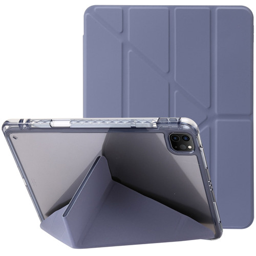 iPad Pro 11 2024 Clear Acrylic Deformation Leather Tablet Case - Lavender Purple