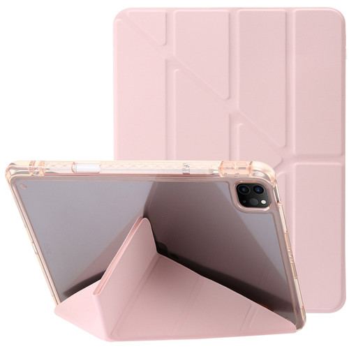 iPad Pro 11 2024 Clear Acrylic Deformation Leather Tablet Case - Pink
