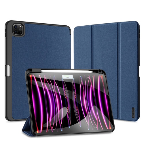 iPad Pro 11 2024 DUX DUCIS Domo Series Cloth Texture Magnetic Leather Tablet Case - Blue