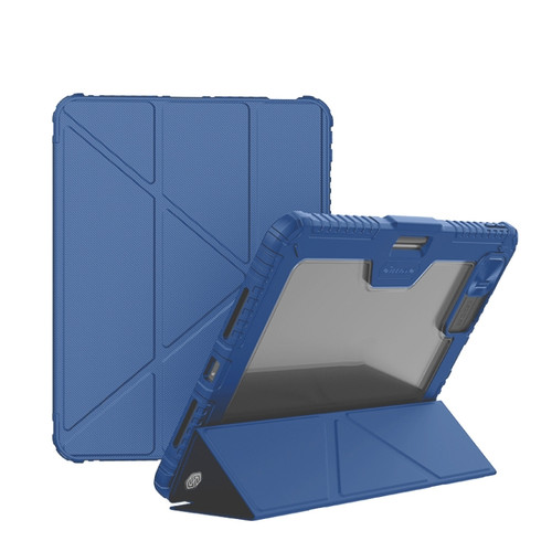 iPad Pro 11 2024 NILLKIN Bumper Pro Multi-angle Folding Style Tablet Leather Case - Blue