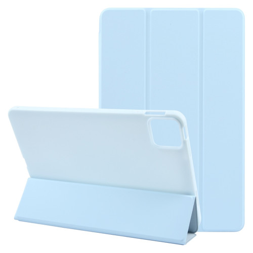 iPad Pro 11 2024 Three-fold Holder Flip Tablet Leather Case - Sky Blue