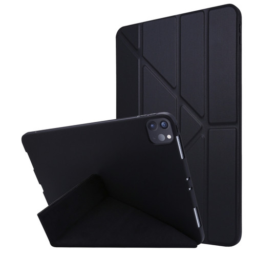 iPad Pro 11 2024 TPU Deformation Flip Leather Tablet Case with Holder - Black