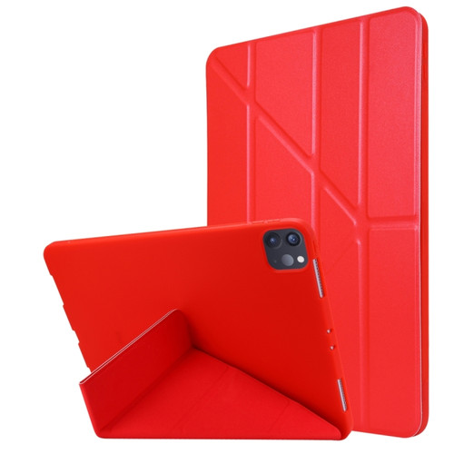 iPad Pro 11 2024 TPU Deformation Flip Leather Tablet Case with Holder - Red