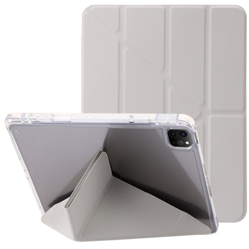 iPad Pro 13 2024 Clear Acrylic Deformation Leather Tablet Case - Grey