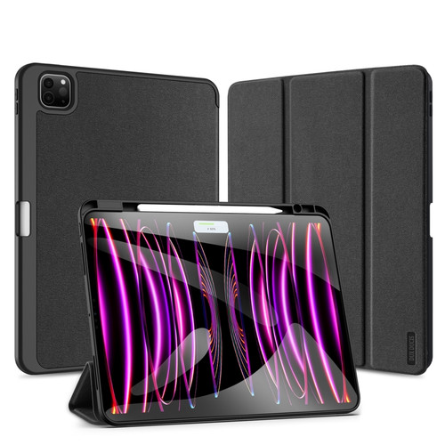 iPad Pro 13 2024 DUX DUCIS Domo Series Cloth Texture Magnetic Leather Tablet Case - Black