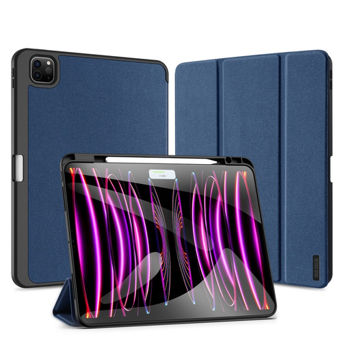 iPad Pro 13 2024 DUX DUCIS Domo Series Cloth Texture Magnetic Leather Tablet Case - Blue