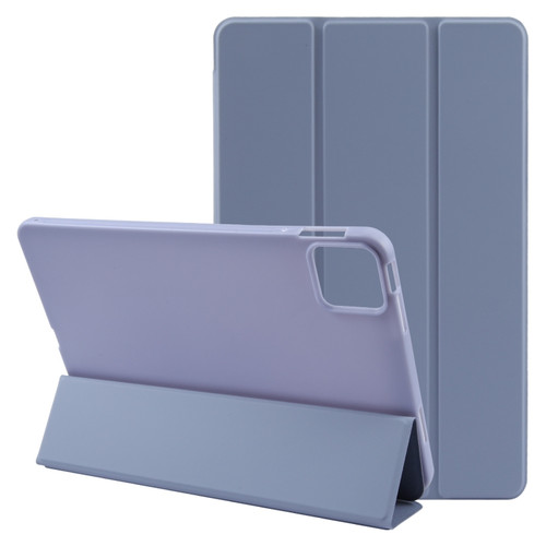 iPad Pro 13 2024 Three-fold Holder Flip Tablet Leather Case - Purple