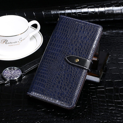 TCL 10 5G idewei Crocodile Texture Horizontal Flip Leather Case with Holder & Card Slots & Wallet - Dark Blue
