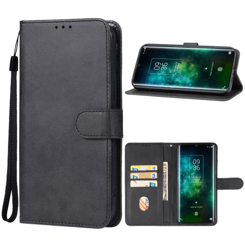 TCL 10 Plus Leather Phone Case - Black