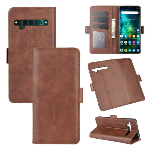 TCL 10 Pro Dual-side Magnetic Buckle Horizontal Flip Leather Case with Holder & Card Slots & Wallet - Brown