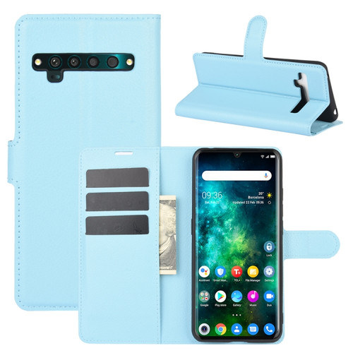 TCL 10 Pro Litchi Texture Horizontal Flip Protective Case with Holder & Card Slots & Wallet - Blue