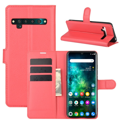 TCL 10 Pro Litchi Texture Horizontal Flip Protective Case with Holder & Card Slots & Wallet - Red