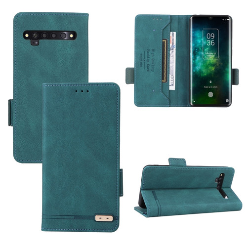 TCL 10 Pro Magnetic Clasp Flip Leather Phone Case - Green