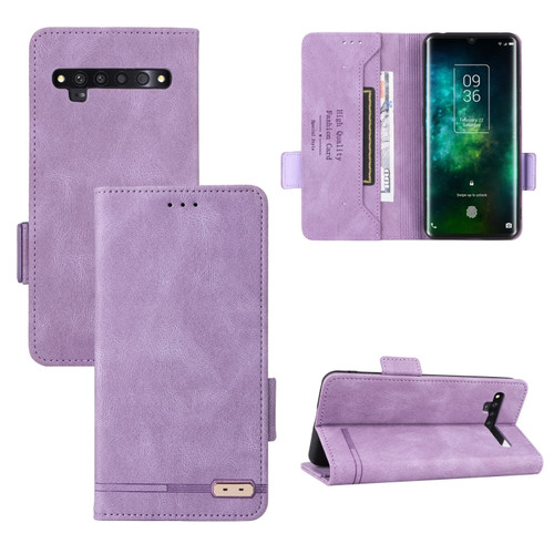 TCL 10 Pro Magnetic Clasp Flip Leather Phone Case - Purple