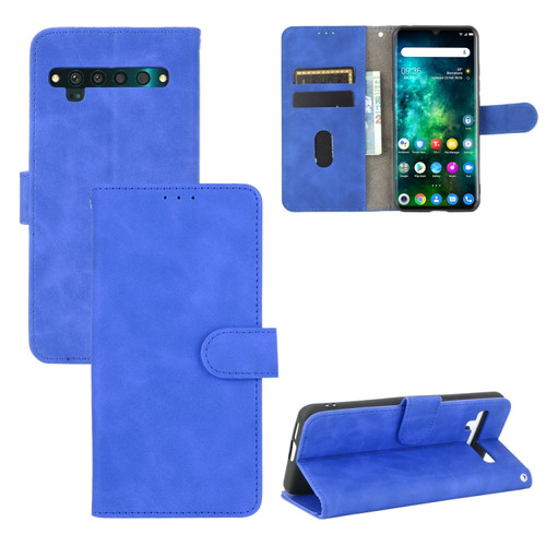 TCL 10 Pro Solid Color Skin Feel Magnetic Buckle Horizontal Flip Calf Texture PU Leather Case with Holder & Card Slots & Wallet - Blue