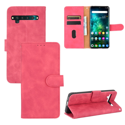 TCL 10 Pro Solid Color Skin Feel Magnetic Buckle Horizontal Flip Calf Texture PU Leather Case with Holder & Card Slots & Wallet - Rose Red