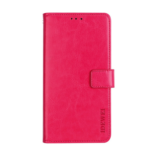 TCL 10 SE idewei Crazy Horse Texture Horizontal Flip Leather Case with Holder & Card Slots & Wallet - Rose Red